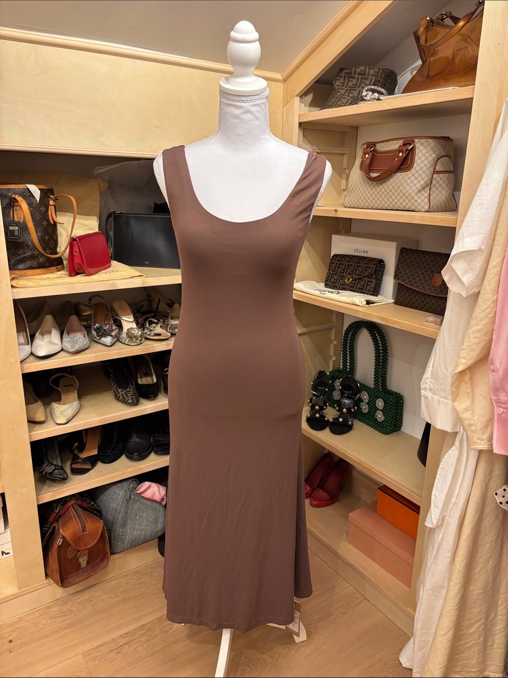 OGL Brown Scoop Neck Sleeveless Maxi Dress BNWT size S